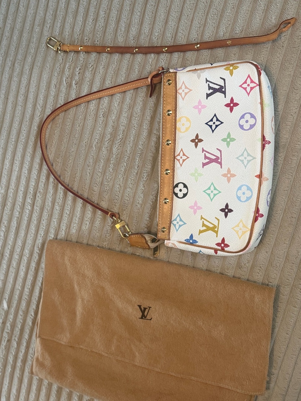 Louis Vuitton White Multicolore pochette Murakami - Picture 2 of 13